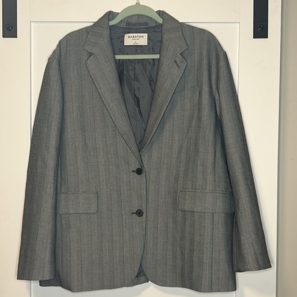 Aritzia Babaton Women’s 2 Atelier Oversized Tailored Blazer Herringbone Gray - Picture 2 of 11